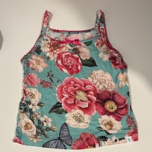 Posh Peanut Floral Tank Top - Teal & Pink